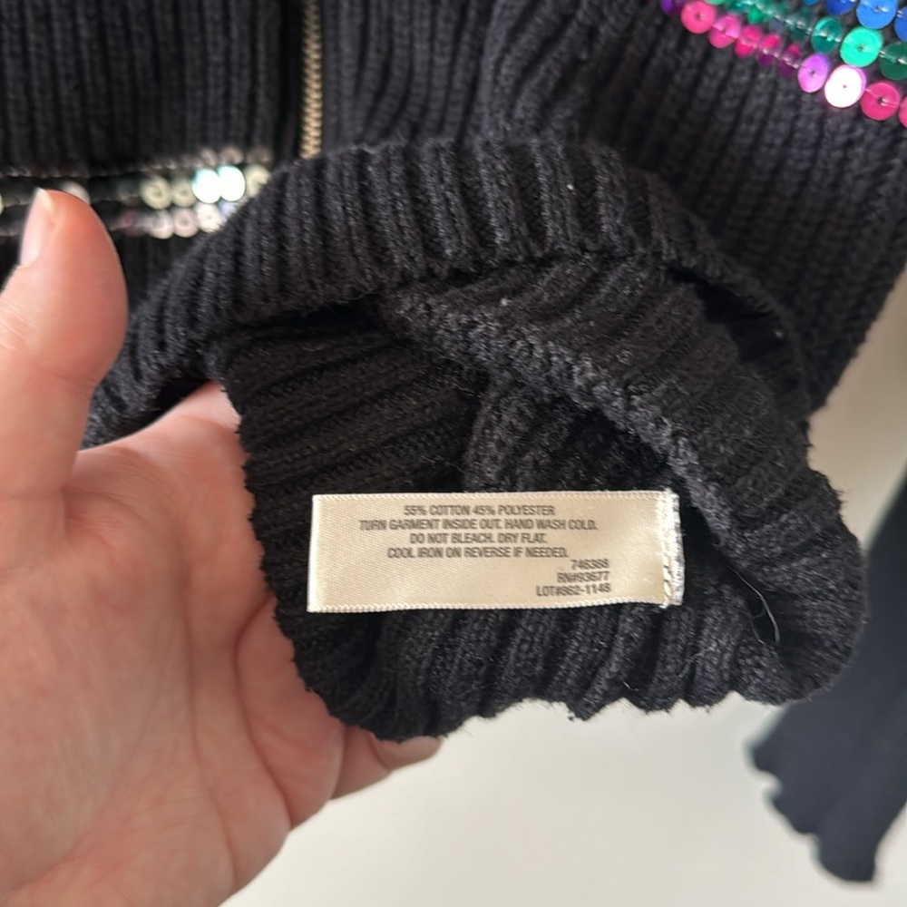 I 🖤 Ronson Sequin Zip Sweater - Picture 6 of 7